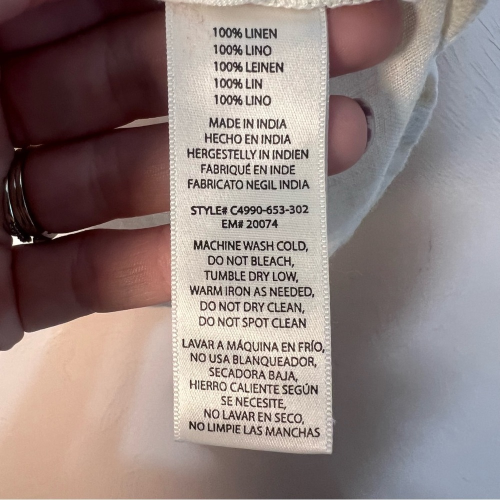 Cloth & Stone Anthropologie 100% Linen White Tie-Front Short Sleeve Crop Blouse - Picture 8 of 9